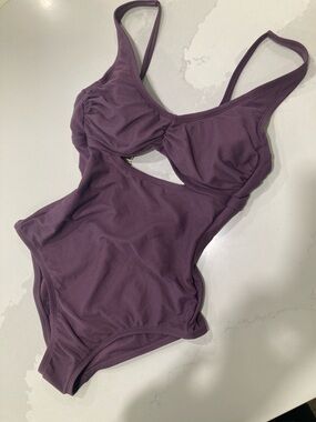Shade & Shore Purple One-Piece Swimsuit with Front Cutout